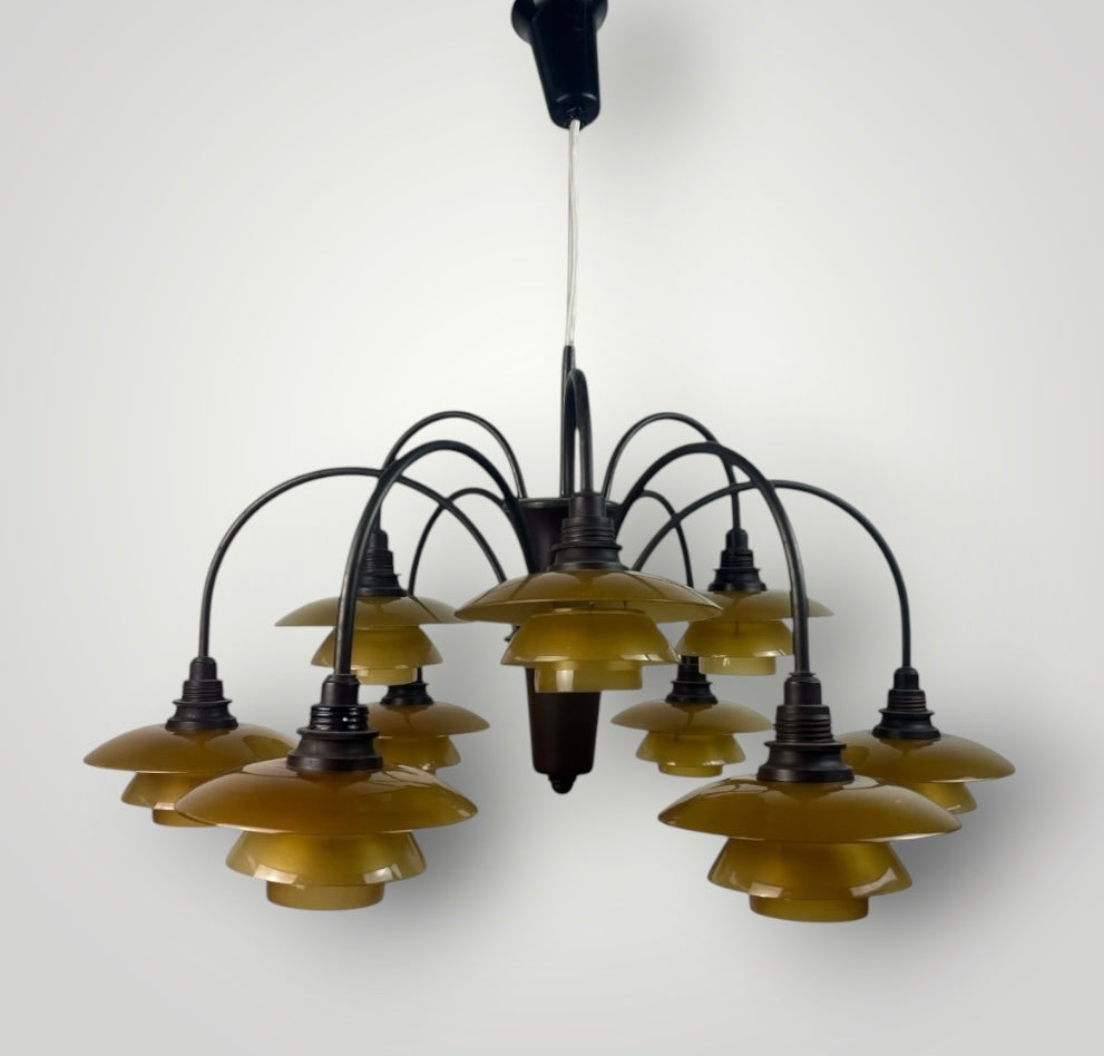 9-arm amber chandelier