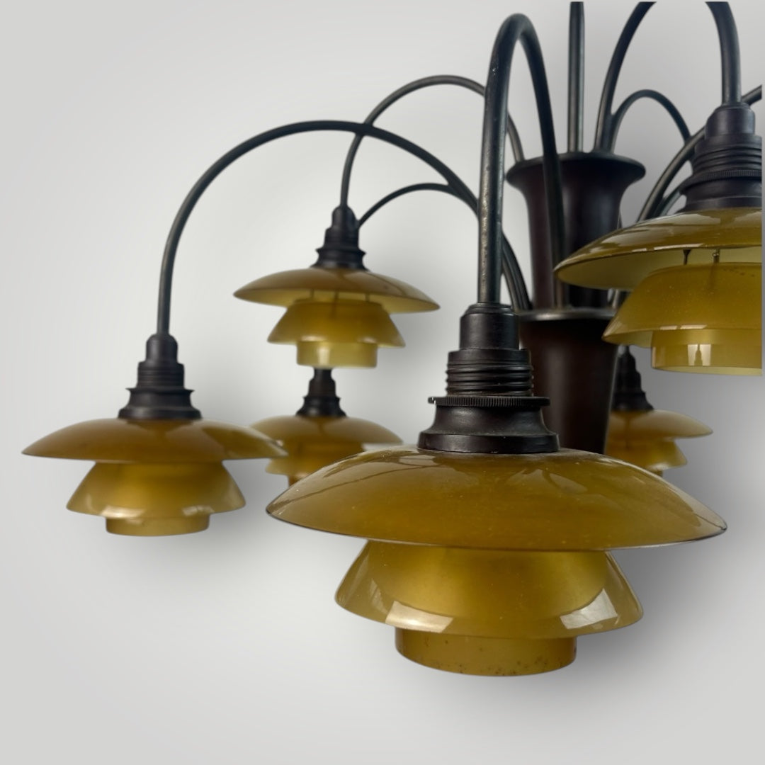 9-arm amber chandelier