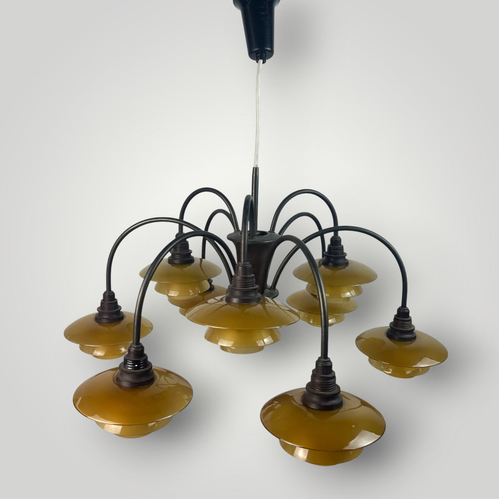 9-arm amber chandelier